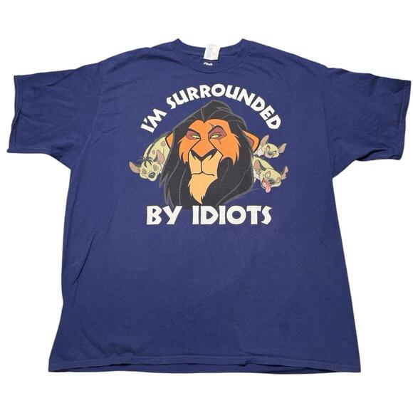 Disney Lion King Scar “I’m Surrounded By Idiots” T-Shirt Men’s 2XL Navy Blue - Picture 1 of 4